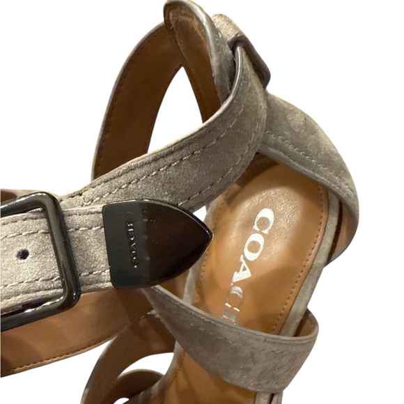 Coach IIona Fog Lux Suede Strap Heeled Sandals - Picture 9 of 9